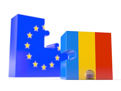 European union with romania isolated on white background