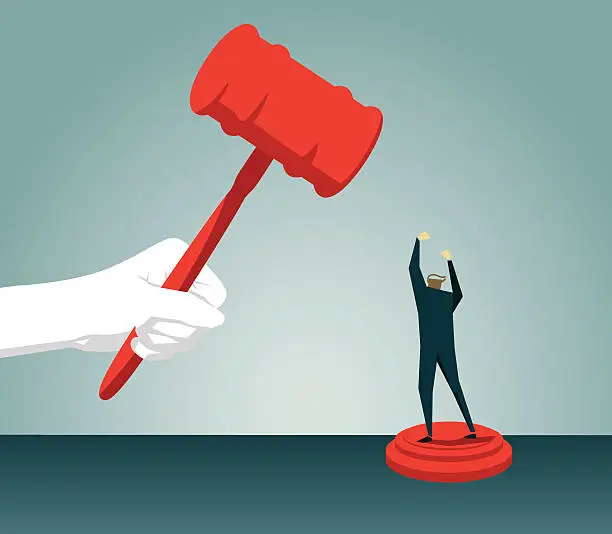 Vector illustration of gavel, authority, judgement,law, justice,Protest, Displeased, Furious, Anger