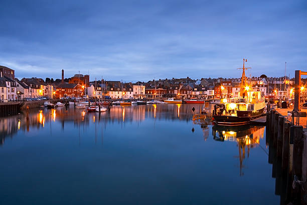 weymouth harbour nel dorset. - jurassic coast world heritage site immagine foto e immagini stock