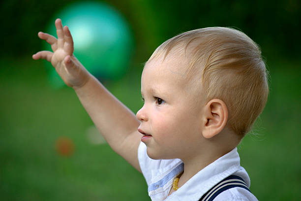 istock Cute baby playing in the backyard 527133937