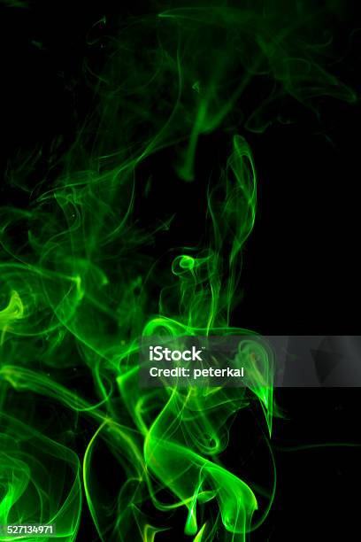 Green Smoke On Black Background Stock Photo - Download Image Now - Abstract, Art, Art And Craft
