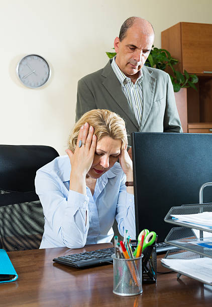 istock Angry chief and secretary in office 527136403