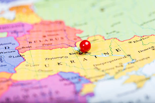 istock Red push pin on map of Ukraine 527137855