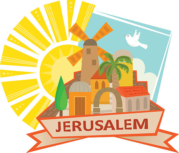 ilustraciones, imágenes clip art, dibujos animados e iconos de stock de icono de jerusalén - travel east jerusalem israel