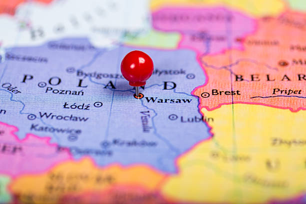 istock Red push pin on map of Poland 527138777