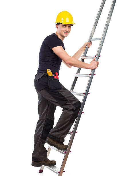 istock Mechanic climbing a ladder. 527139917