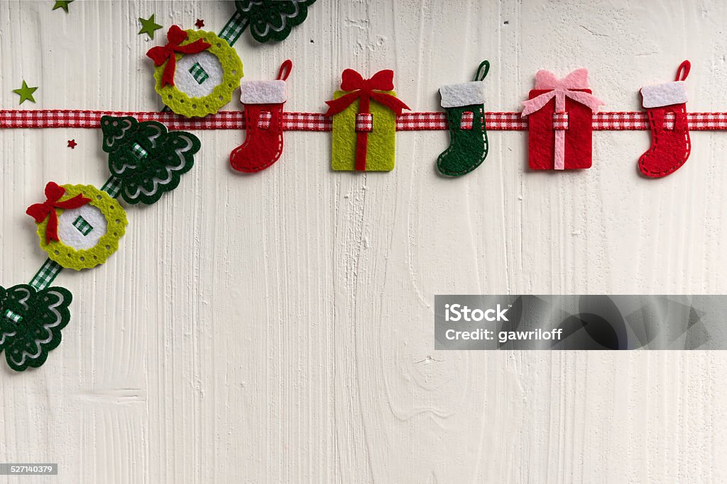 Christmas decoration on a background of white painted rustic boards Christmas decoration on a background of white painted rustic boards with copyspace Christmas Stock Photo