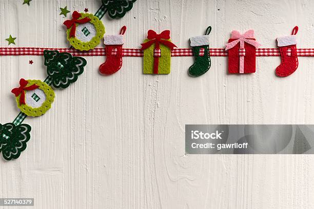Christmas Decoration On A Background Of White Painted Rustic Boards Stock Photo - Download Image Now