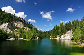 Emerald lake in National park of Adrspach - Czech Republic