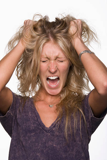 Woman Pulling Her Hair And Screaming Stock Photo - Download Image Now -  Pulling, One Woman Only, Tearing Your Hair Out - iStock