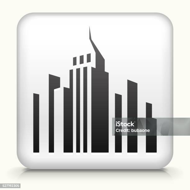 Square Button With Panoramic City Skyline Royalty Free Vector Art Stock Illustration - Download Image Now