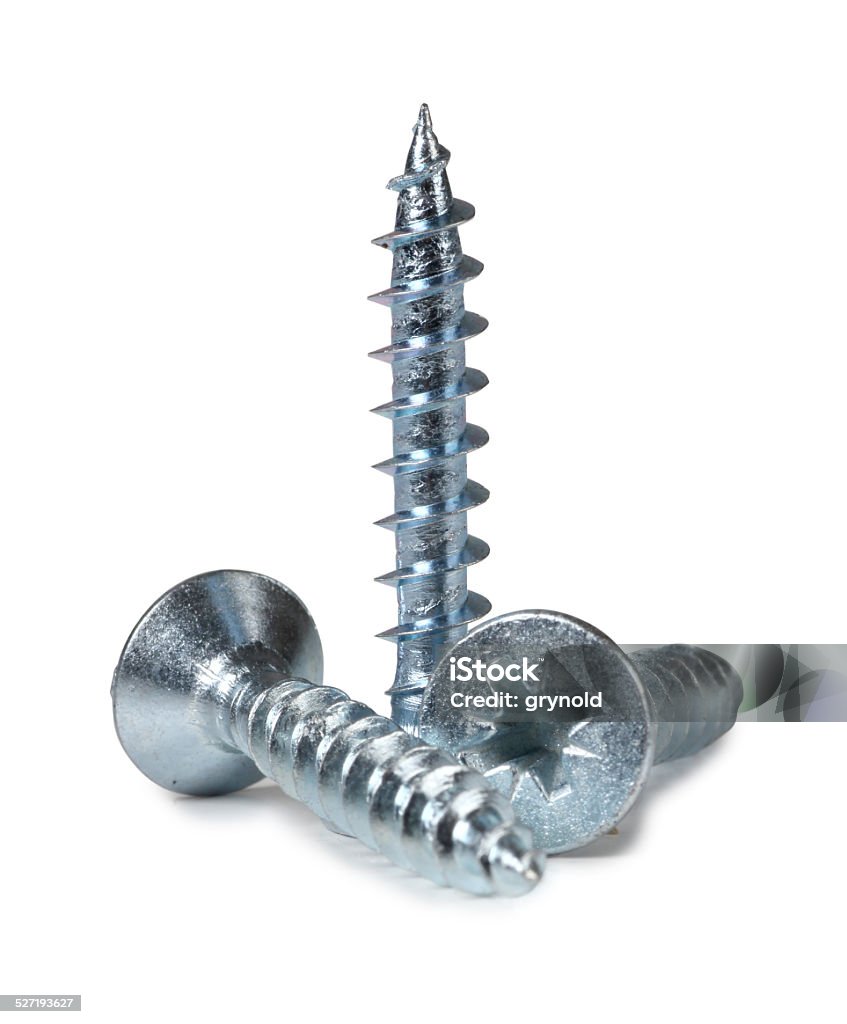 Screws metal Large metal screw on a white background Bolt - Fastener Stock Photo