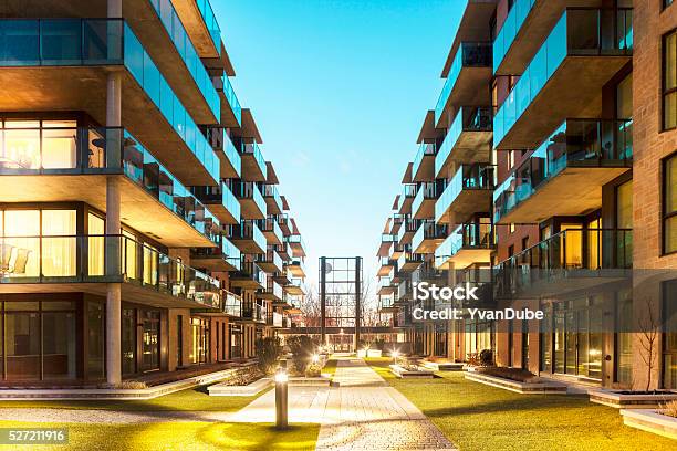 Lifestyle Apartments At Dusk Stock Photo - Download Image Now - Apartment, Complexity, Luxury