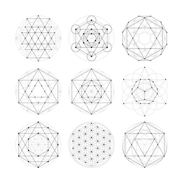 świętej geometrii. numerologia astrologia znaki i symbole - mantra stock illustrations