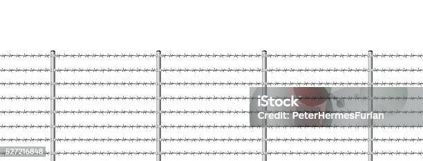 Barb Wire Fence Endless Stock Illustration - Download Image Now - Barbed Wire, White Background, Accessibility