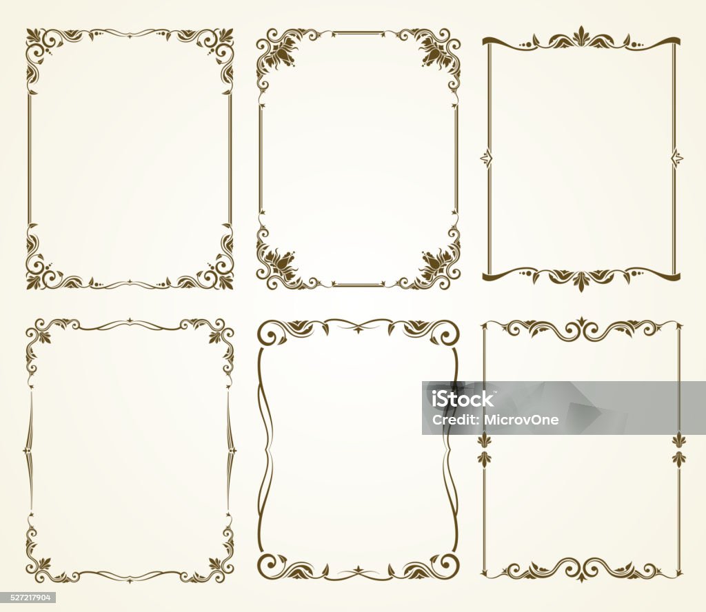 calligraphiques Vintage ensemble Vector encadre - clipart vectoriel de Bordure libre de droits