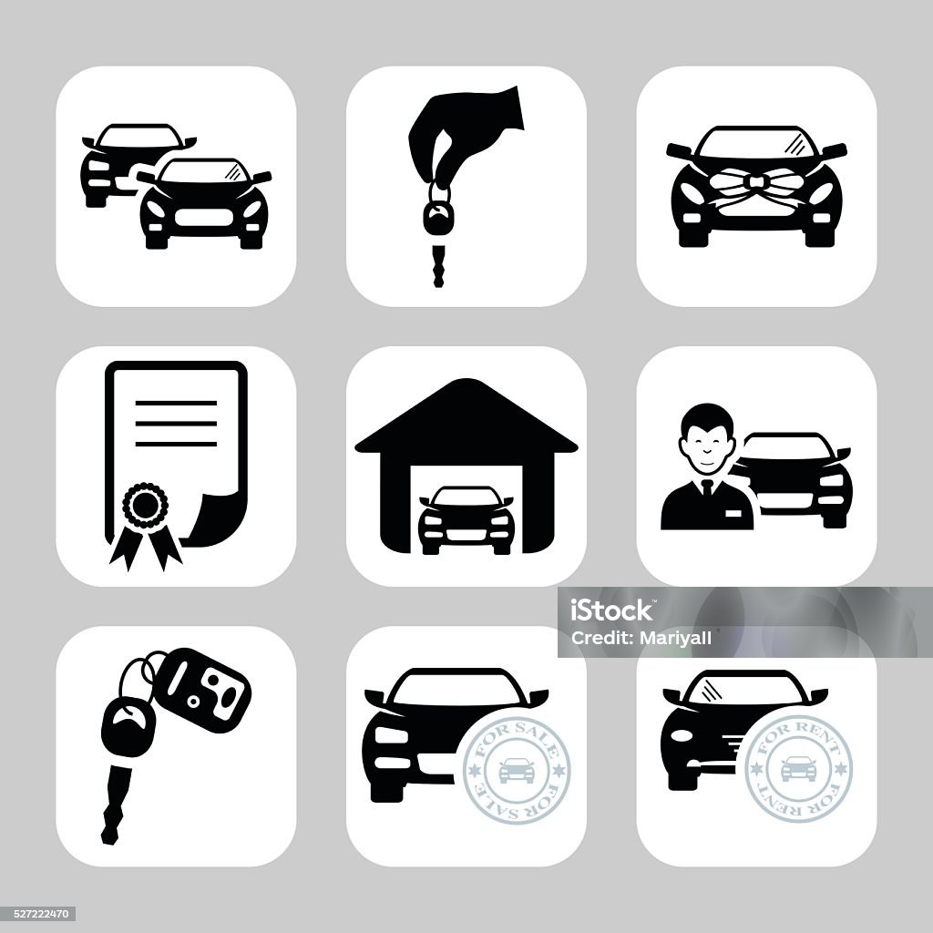 Car dealership icons. Vector symbols. Vector illustration Icon Symbol stock vector