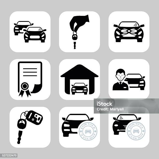 Car Dealership Icons Vector Symbols Vector Illustration Stock Illustration - Download Image Now