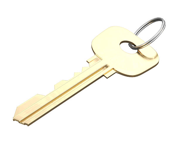 istock Door key with ring isolated on white background. 527222832