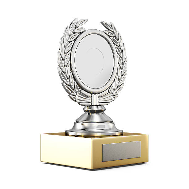 istock Silver award with a Laurel wreath isolated on white background. 527223018
