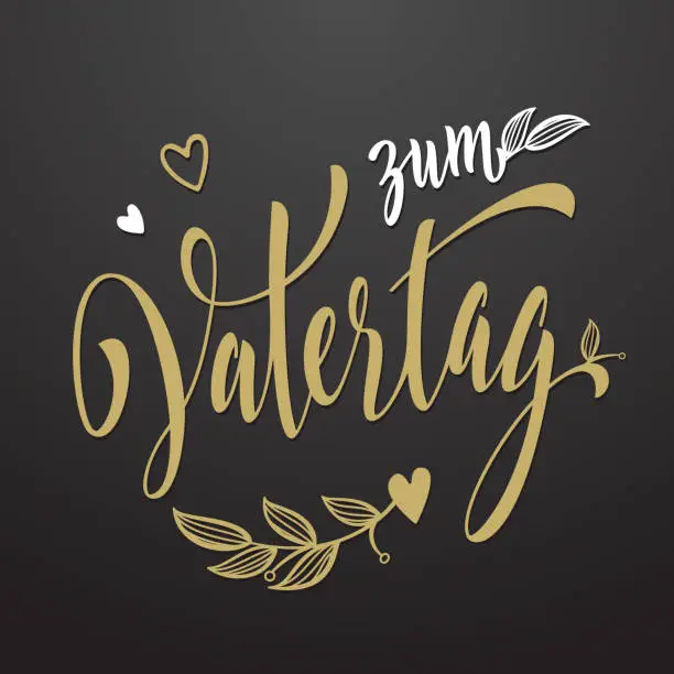 Vector illustration of Vatertag father day greeting card with floral leaves pattern.