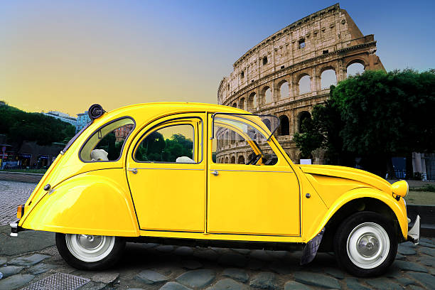 istock Yellow vintage car 527228174