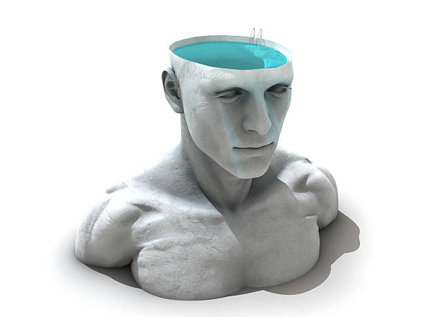 Depth Journey of The Mind Meditation: Half pool head man. Every human is a deep structure. Thinking man. political joke stock pictures, royalty-free photos & images
