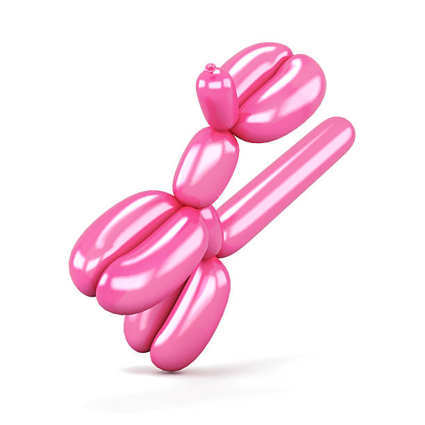 balão rosa cachorro isolado no fundo branco. 3 d render de imagem - balloon twisted shape animal - fotografias e filmes do acervo