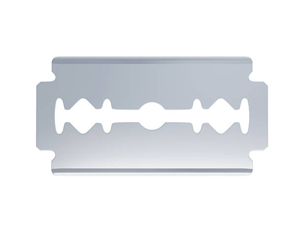 istock Stainless steel blade razor isolated on white background. 3d ren 527230980