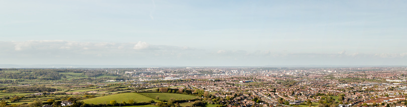 Panorama over Bristol England, captured in Dundry north view