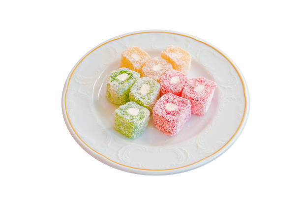 istock Delicious Turkish Delights on a White Background 527233128