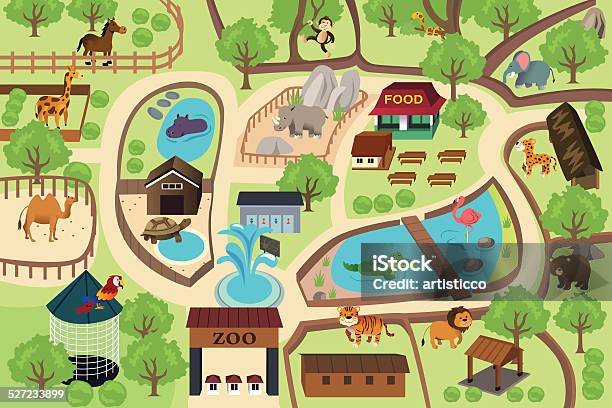 Carte Du Zoo Park Vecteurs libres de droits et plus d'images vectorielles de Zoo - Zoo, Carte, Parc public