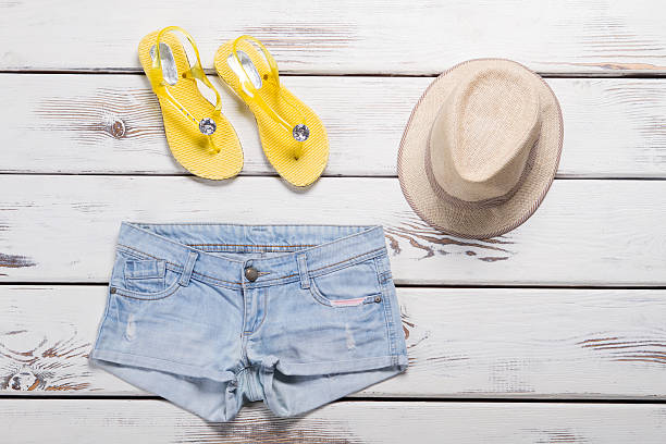 istock Denim shorts, hat and footwear. 527234304