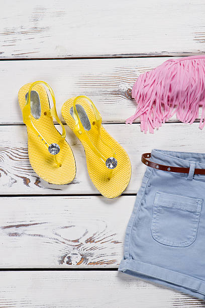 istock Shorts, flip flops and bra. 527234526