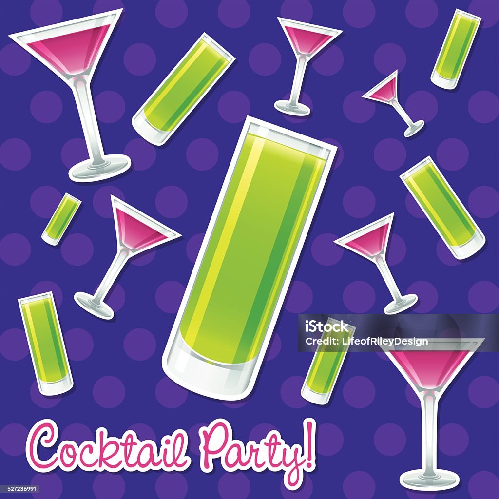 Cocktail Hour Sticker Bright Retro Cocktail Hour Sticker Card In Vector Format Stock ...