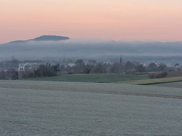 istock Cold winter landscape at sunrise or sunset 527237122