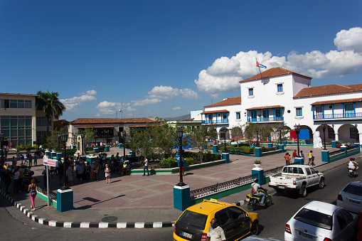 Holguin, Cuba - December 29, 2015: Street view of square in Holguin, Cuba