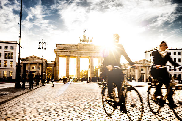 Local Berlin landmarks at night during a beautiful spring day.