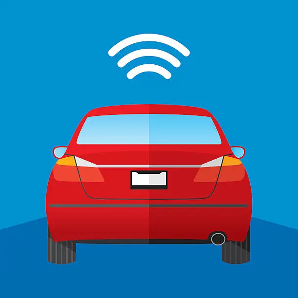 Vector illustration of Car Back with Wifi