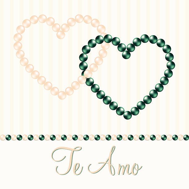 ilustrações, clipart, desenhos animados e ícones de inter link pearl coração cartão em formato vetorial. - vector love jewelry pearl