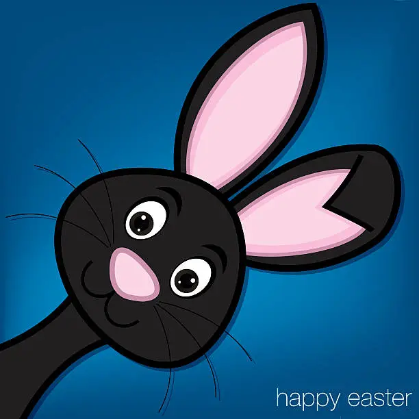 Vector illustration of Hiding Easter Bunny card in vector format.