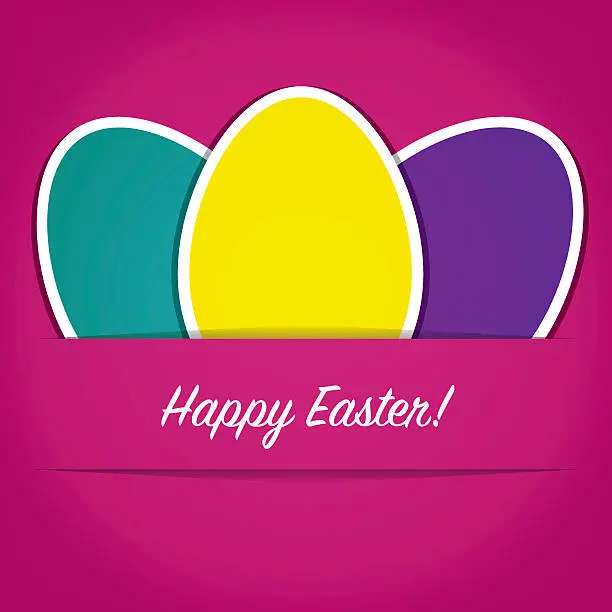 Vector illustration of Bright paper cut out Happy Easter card in vector format.