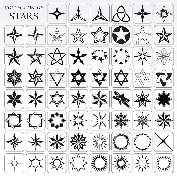 Collection of 62 useful stars and flares vector art illustration