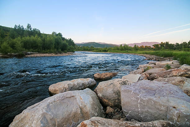 Yampa River in Steamboat Springs Colorado Yampa River in Steamboat Springs Colorado steamboat springs stock pictures, royalty-free photos & images