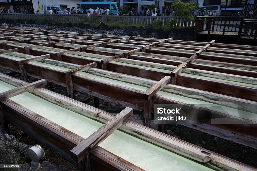 Kusatsu hot spring village The hot spring village of Kusatsu. Bathtub Stock Photo