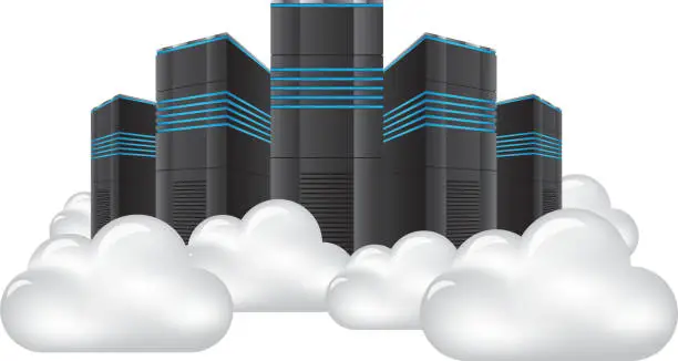 Vector illustration of Cloud computing server