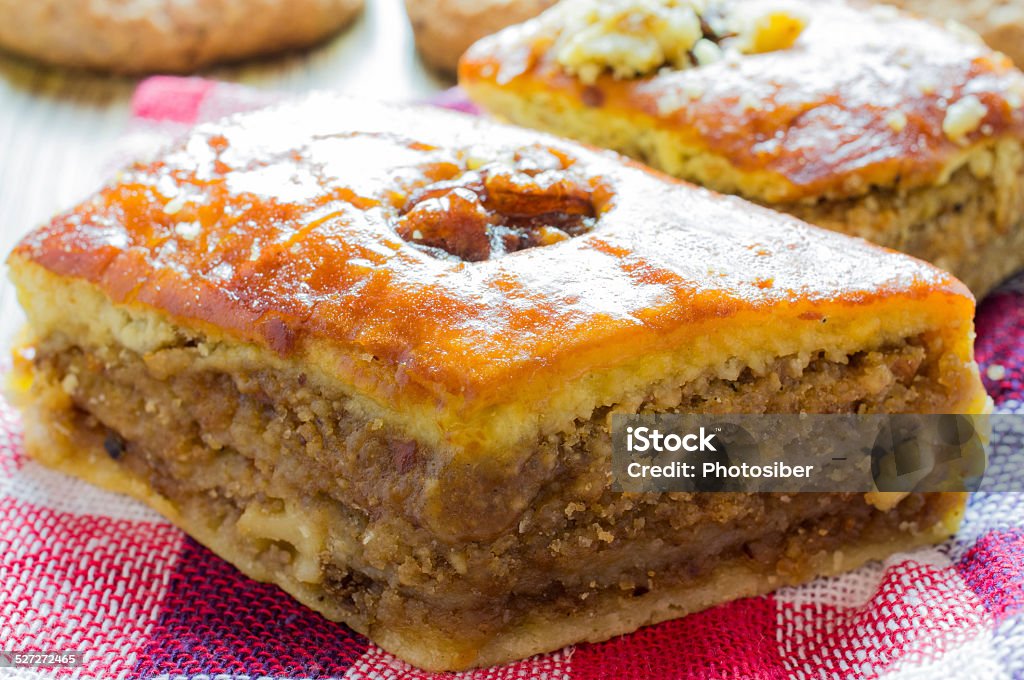 Baklava Delicious baklava with walnuts closeup Arabia Stock Photo