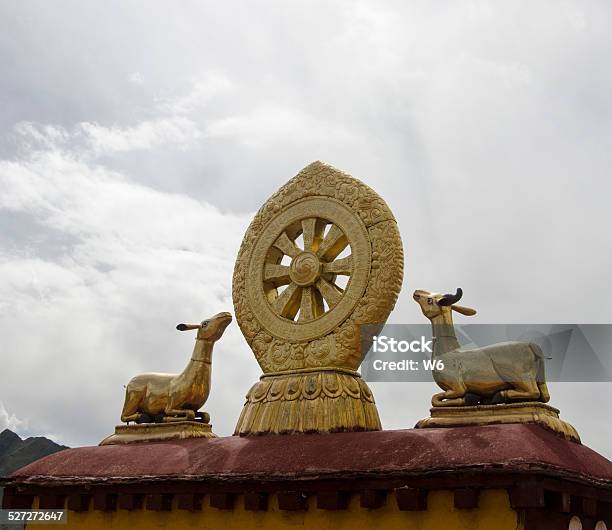 Dharma Wheel At The Roof Of Jokhang Lhasa Tibet Stock Photo - Download Image Now - Architecture, Asia, Buddha