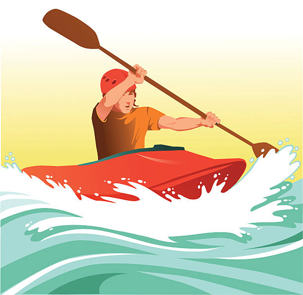 bildbanksillustrationer, clip art samt tecknat material och ikoner med kayaking through dangerous white waters - fors flod illustrationer