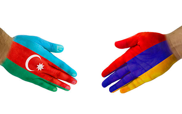 Azerbaijan-Armenia Handshake stock photo